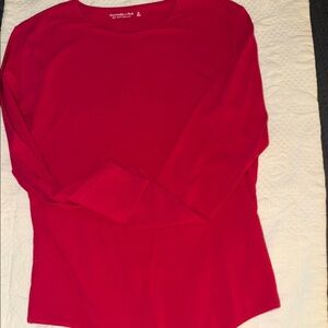 Abercrombie & Fitch Vibrant Red Long Sleeve Top